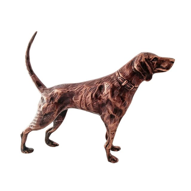Antique Copper Finish Metal Dog Sculpture For Sale - Image 6 of 11