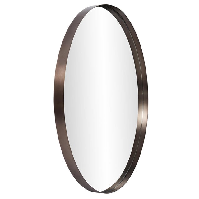 Kenneth Ludwig Chicago Steele Brass Round Mirror For Sale - Image 4 of 9