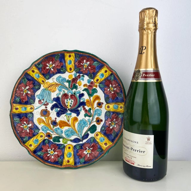 Yellow Vintage Sgraffito Plate by Mancinelli, 1950s For Sale - Image 8 of 11