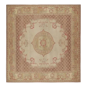 Rug & Kilim’s Aubusson Flatweave Style Rug With Beige Floral Medallion