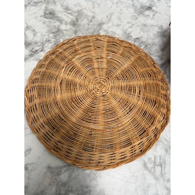 Vintage Wood Wicker Plate Holders and Basket Set of 8 For Sale In Sacramento - Image 6 of 8