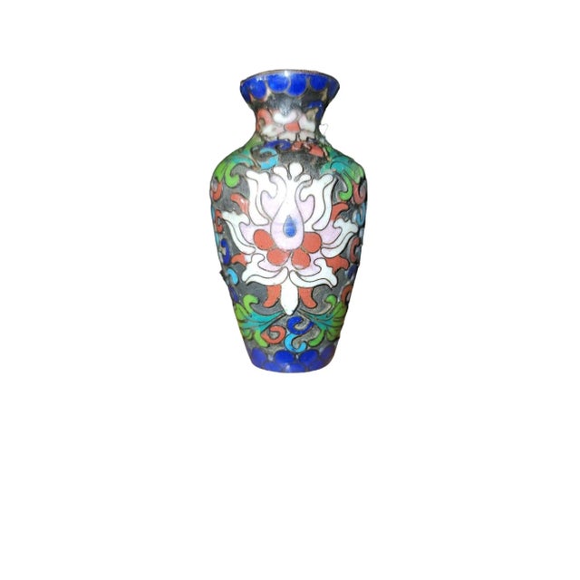 Superb 19th century example Chinese Jingfa relief enamelled cloisonne miniature vase in excellent condition. Hand...