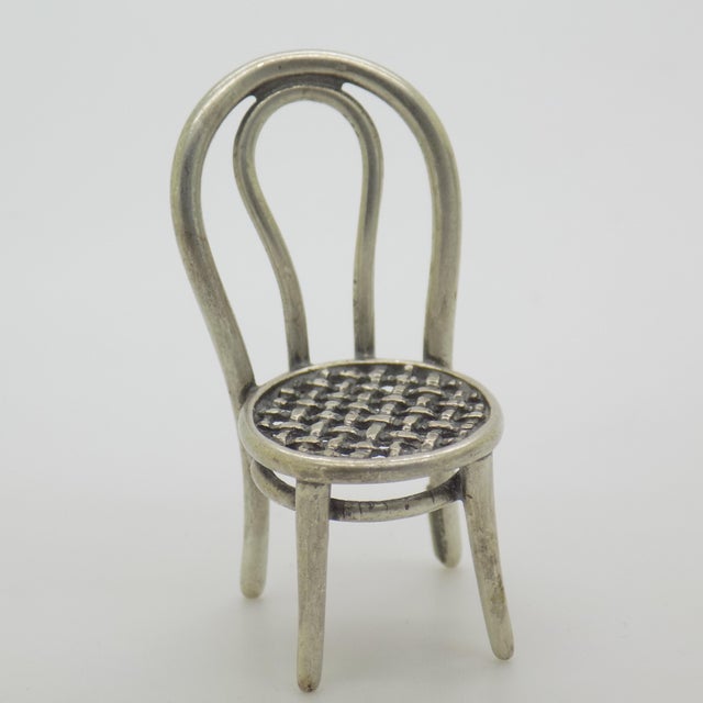 Vintage Italian Handmade Silver 800 Straw Chair Miniature, Arezzo, 1980s For Sale - Image 12 of 12