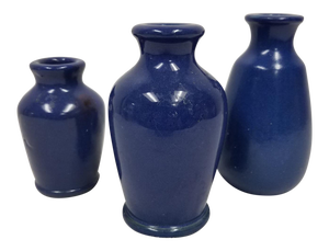 1920s Vintage Ronuk Cobalt Blue Pottery Jars - Set of 3