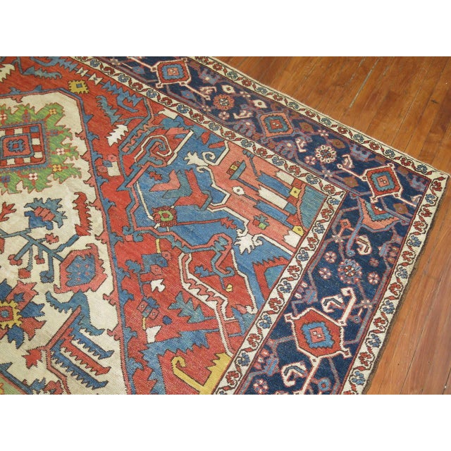 Contemporary Zabihi Collection Antique Serapi Heriz Carpet For Sale - Image 3 of 18