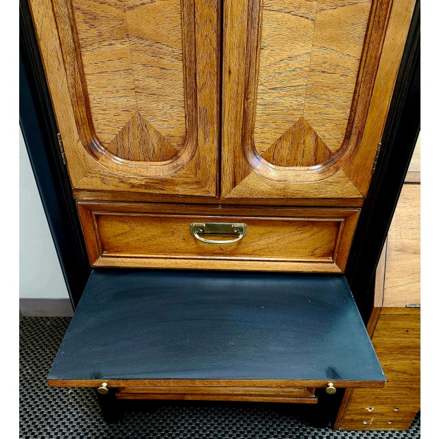 Thomasville Vintage Modular Queen Campaign-Style Headboard Unit W/ Lighted Storage & Mirror For Sale - Image 11 of 18