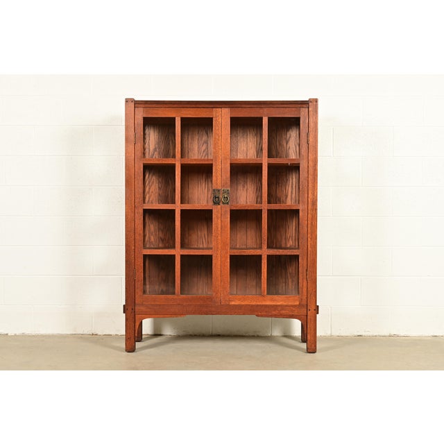 Charles Stickley Antique Mission Oak Arts & Crafts Bookcase Cabinet, Circa 1910 For Sale - Image 14 of 14