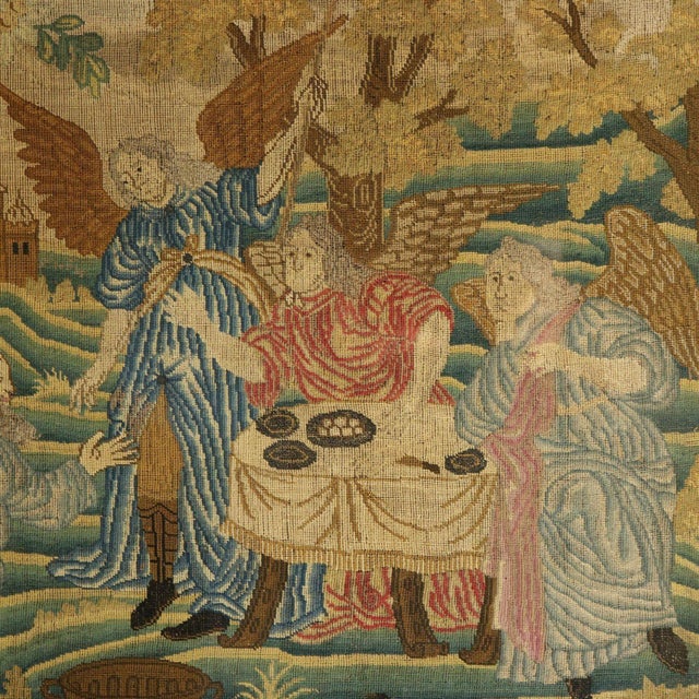 Early 18th Century Needlework Picture Depicting Angels For Sale - Image 4 of 12