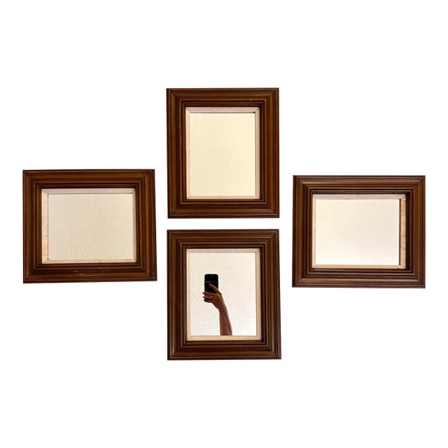 Mid-Century Modern Vintage Mid Century Solid Wood Walnut Finish Mirrors- Set of 4 For Sale - Image 3 of 9