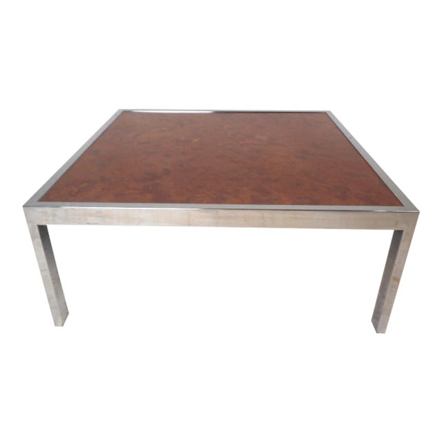 Mid-Century Modern Square Chrome Coffee Table by Milo Baughman For Sale