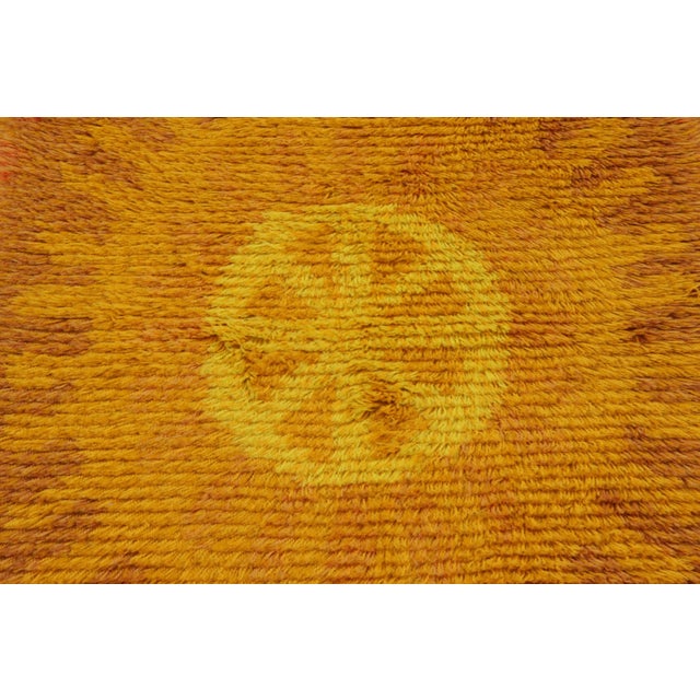 Rug & Kilim Vintage Swedish Rya Runner With Rust and Gold Sunburst Medallion - Rug & Kilim For Sale - Image 4 of 7