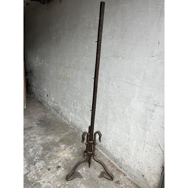Brown Brutalist Wrought Iron Sculpture Stand For Sale - Image 8 of 9