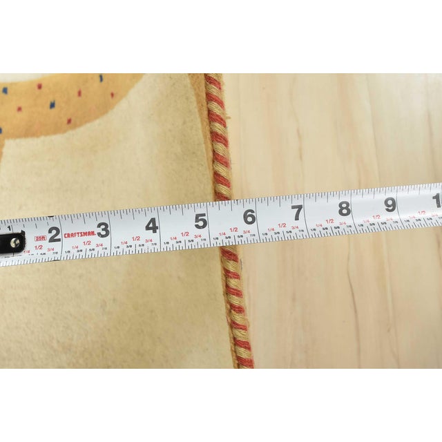 Gabbeh Rug 2’1” X 3′ Ivory Wool Contemporary Hand-Knotted Carpet For Sale - Image 9 of 10