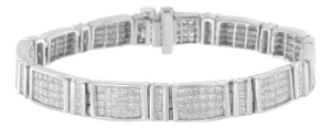 14K White Gold 7.0 Cttw Princess Cut Diamond 7" Alternating Vertical and Horizontal Rectangular Link