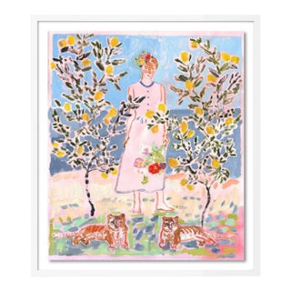 Circe with Tiny Tigers by Anne-Louise Ewen in White Frame, Large Art Print For Sale