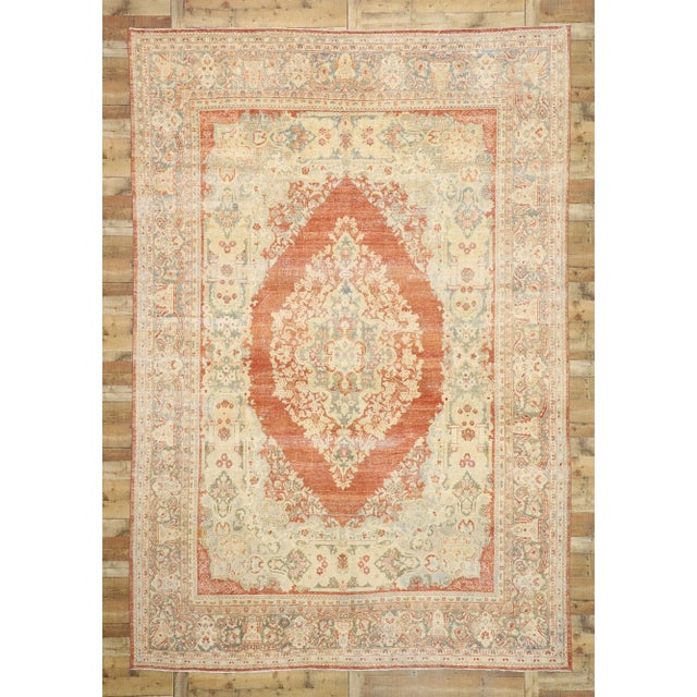 Tan Vintage Persian Mahal Rug - 10'00 x 14'06 For Sale - Image 8 of 8