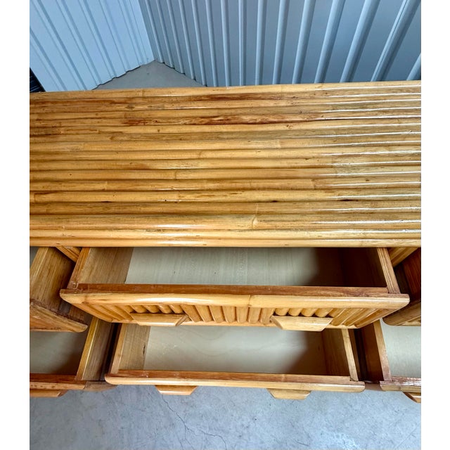 Late 20th Century 1970s Crespi-Style Stacked Rattan Lowboy Chest of Drawers For Sale - Image 5 of 12