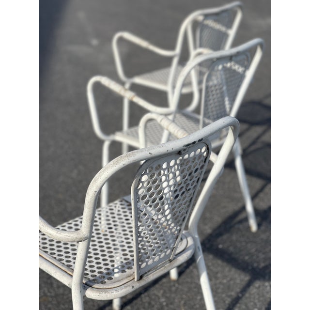 Metal Industrial Metal Bistro Armchairs by Rene Malaval, France, 1950, Set of 3 For Sale - Image 7 of 11