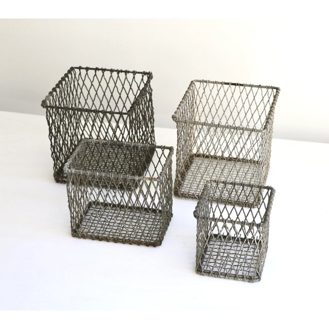 Industrial 1950s Set of Four Vintage Wire Baskets For Sale - Image 3 of 5