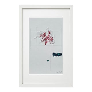 Organic Modern Minimalist Flower Study | Botanical Painting | Herbarium Wall Art | Framed For Sale