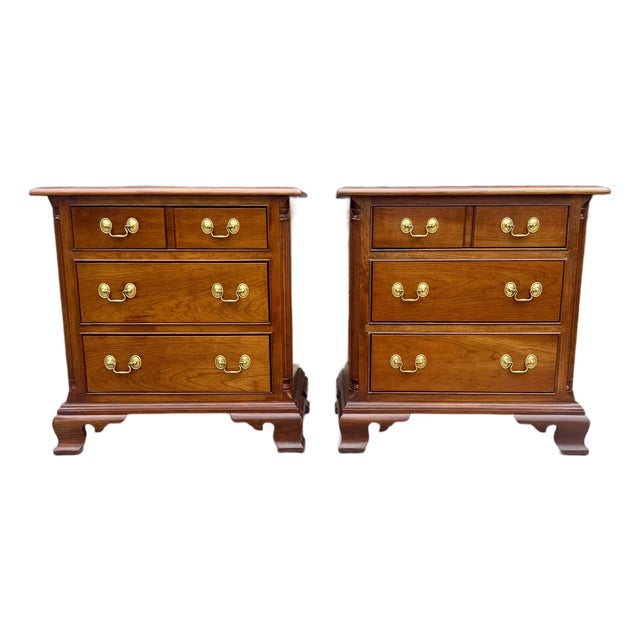 Stickley 18th Century Style Cherry Night Stands For Sale