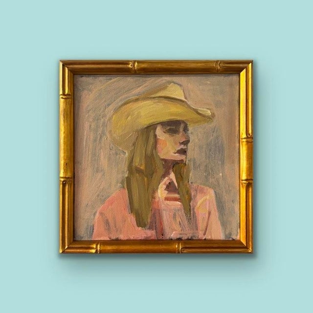 Contemporary Pink Pony Club an Original Portrait of a Cowgirl by Michelle Heimann For Sale - Image 3 of 5