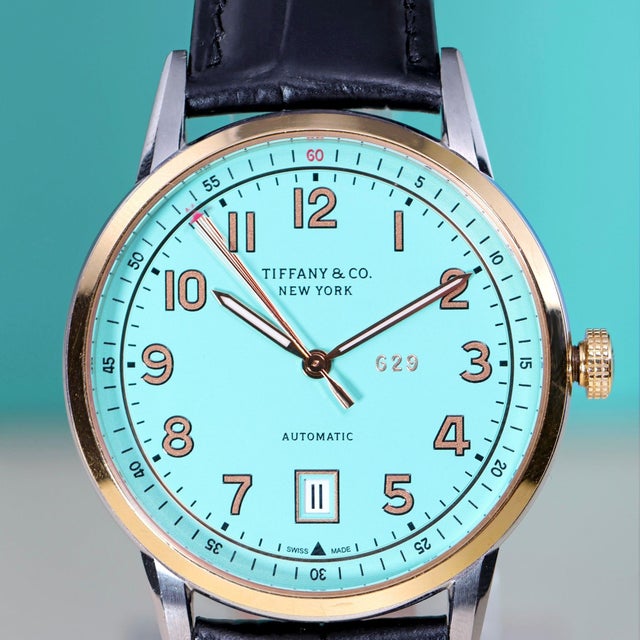Tiffany & Co. CT60 Date ref. 37836028 in stainless steel and 18K rose gold, circa 2017, featuring a Tiffany Blue dial with...