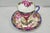 Antique Victorian Hand Painted Porcelain Handled Teacup and Saucer Cobalt Blue & Roses w/ Draped Raised Gold Trim. Circa...