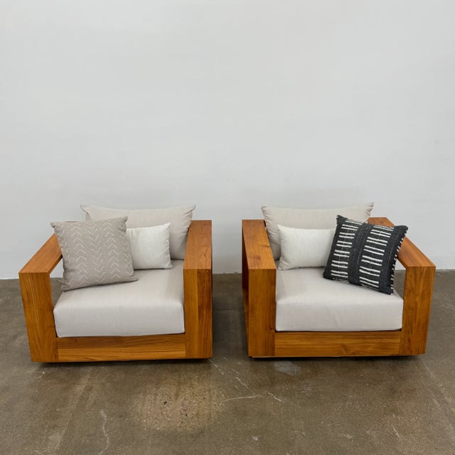 Wood Harbour Hayman Teak Swivel Lounge Armchair For Sale - Image 7 of 8