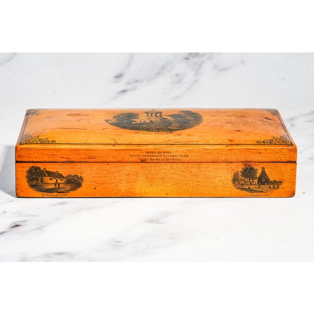 19th Century Unusual Rare Large Mauchline Ware Wood Box Robert Burns Antique Victorian Souvenir Scotland Scottish For Sale - Image 5 of 15