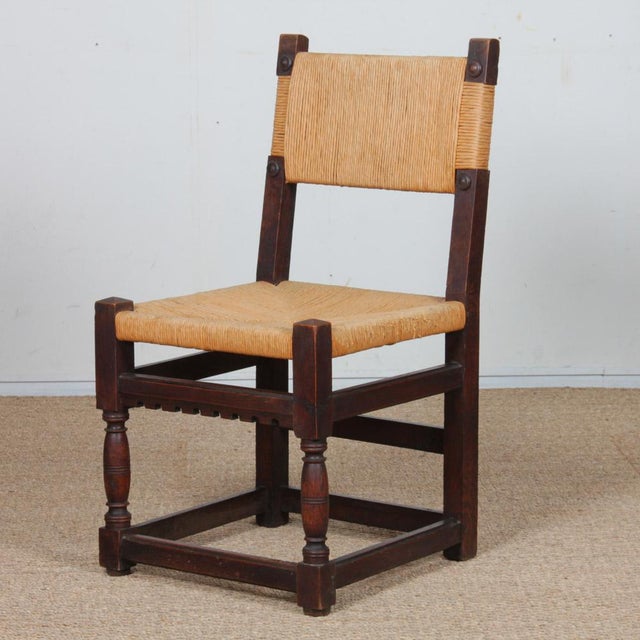 Straw-Seated Chairs in Oak, 1950, Set of 4 For Sale - Image 6 of 10