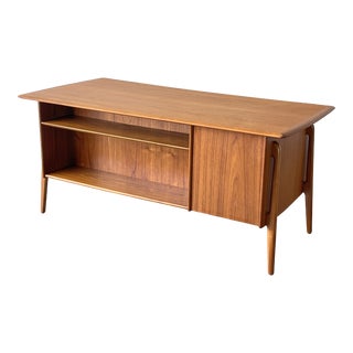 1960s Mid-Century Danish Modern Svend Madsen Teak Executive Desk with Bookcase For Sale