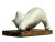 Sculpture Gino Cosentino Piccinelli Lithoceramics Italy, 1930 Cat in lithoceramics Wooden base with metal plaque Perfect...
