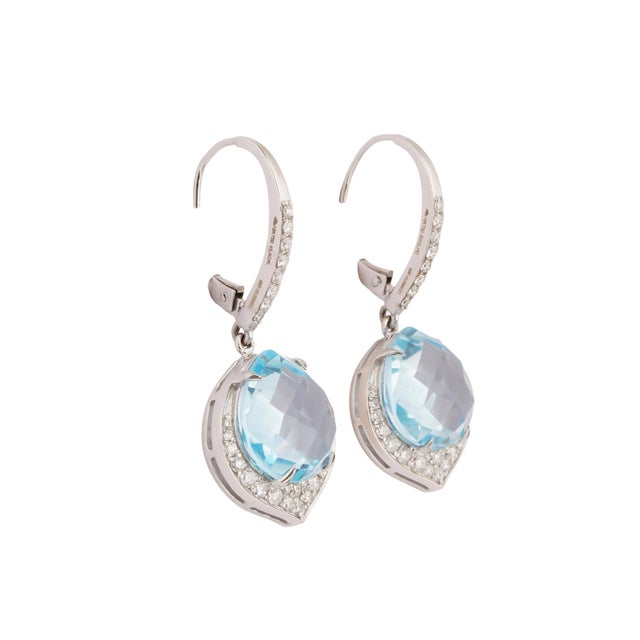 Natural aquamarine 13.96cts & diamond 0.63cts earring in 18k gold For Sale - Image 18 of 18