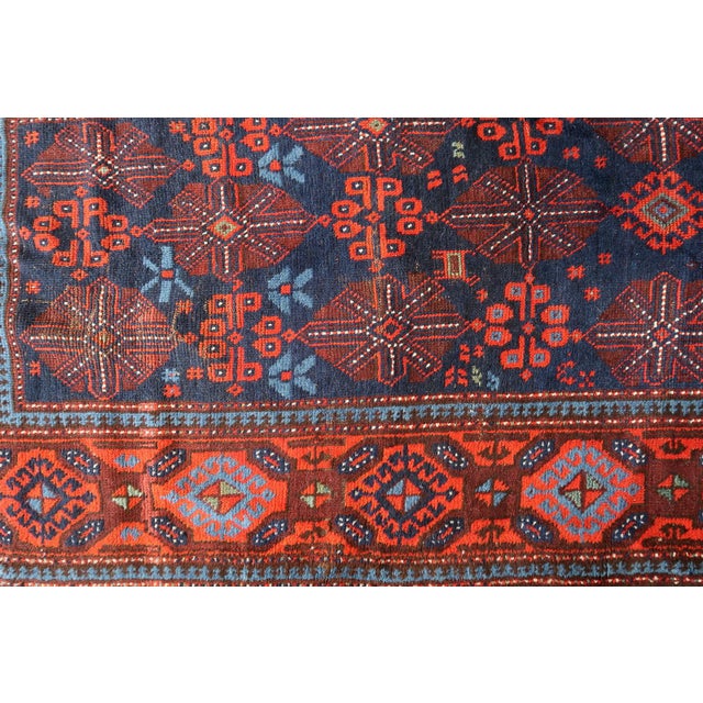 1880s, Handmade Antique Afghan Baluch Rug 3.1' X 7.1' For Sale - Image 9 of 13