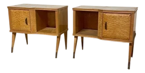 Italian Bedside Tables in Maple Burl and Marbled Glass, 1960s, Set of 2
