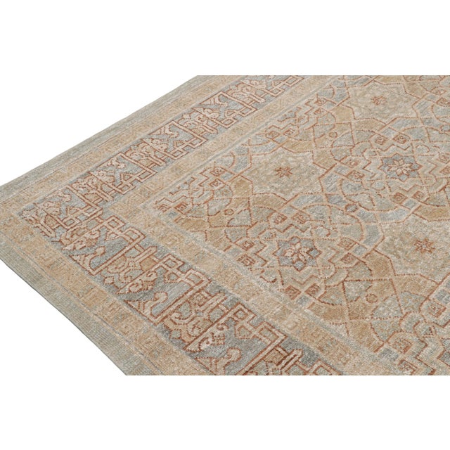 2010s Rug & Kilim’s Oushak Style Rug in Beige-Brown & Blue Geometric Patterns For Sale In New York - Image 6 of 8