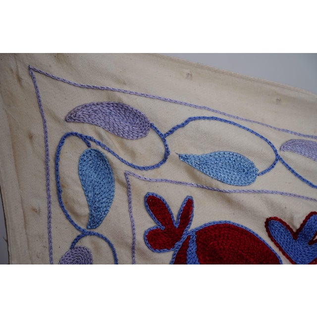Textile Uzbek Suzani Embroidered Wall Hanging – Tree of Life Floral Boho Textile Art 3'5'' X 6' For Sale - Image 7 of 13