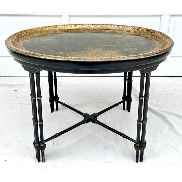 Antique English Faux Bamboo Papier Mache Tray Table Chairish