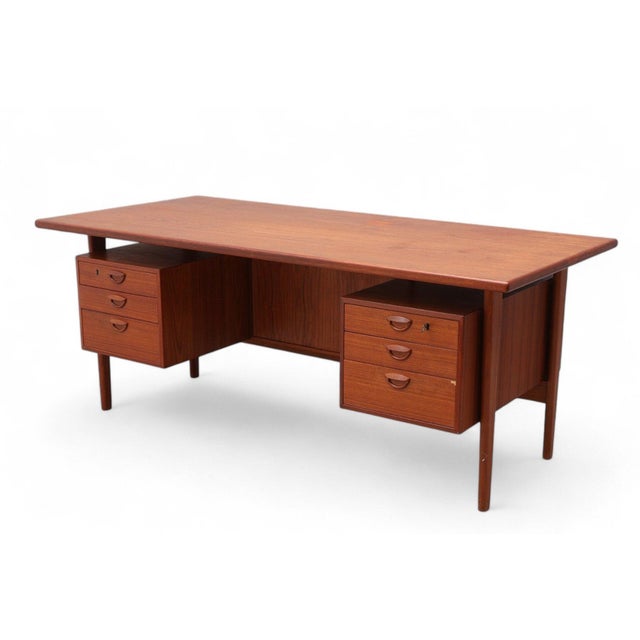 Kai Kristiansen Mid 20th Century Fm 60 Executive Desk in Teak Attributed to Kai Kristiansen For Sale - Image 4 of 8