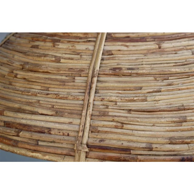 Round Italian Pendant Lamp in Bamboo and Brass, 1950s, in Very Good conditions. Designed 1950 to 1959 Up to 250V...