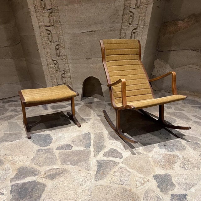 moetel　HOUTOKU vintage chair 三脚セット 1966 Tendo Mokko Heron High Back Rocking Chair Ottoman Japan
