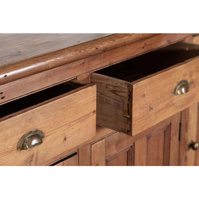 Large 19th Century English Pine Waterfall Dresser For Sale - Image 13 of 18