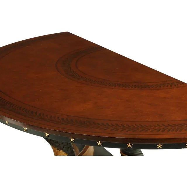 1980s 19th C Style Empire Winged Dolphin Demilune Console Table For Sale - Image 5 of 7