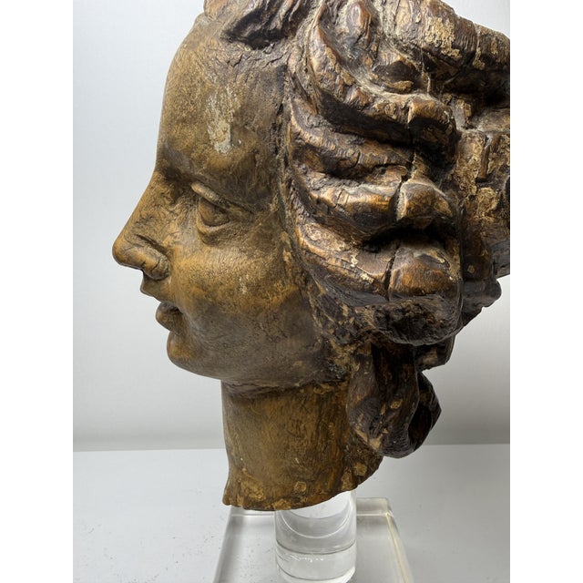 Wood Genovese Artist, Sculpture Depicting the Head of an Angel, 17th Century, Wood For Sale - Image 7 of 18