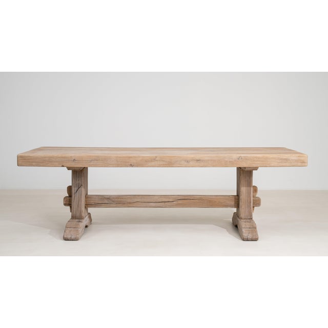 Wood Oak Trestle Dining Table, Antique, France, Circa 1970 For Sale - Image 7 of 12