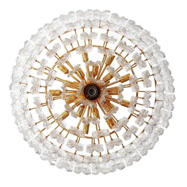 Large Gilt Brass Glass Chandelier Palazzo from Kalmar, Austria, 1970s For Sale - Image 12 of 15