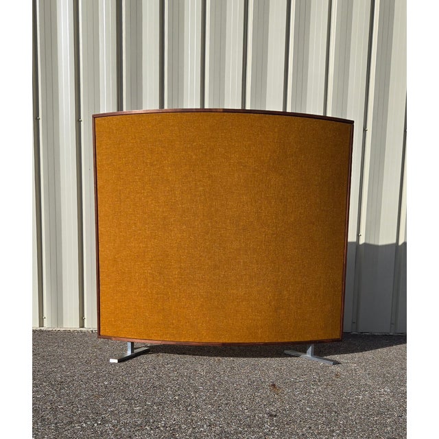 Vintage Knoll room divider fabric screen. This piece has a gorgeous mustard colored fabric. The fabric is in wonderful...