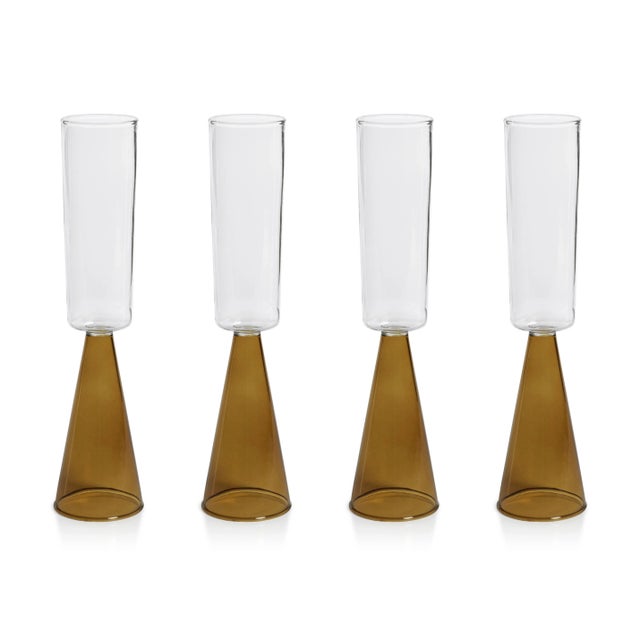 Viterbo Champagne Flutes - Amber, Set of 4 For Sale - Image 4 of 4