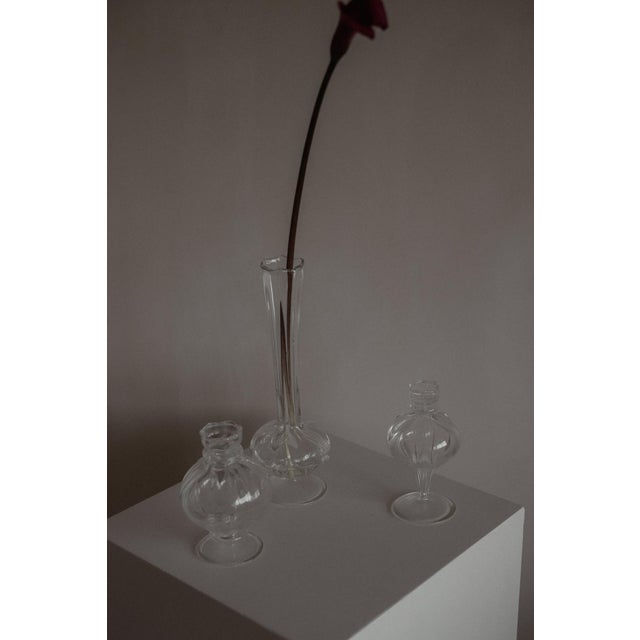Vintage Clear Glass Bud Vases, Set of 3, in Very Good conditions. Designed 1970 to 1979